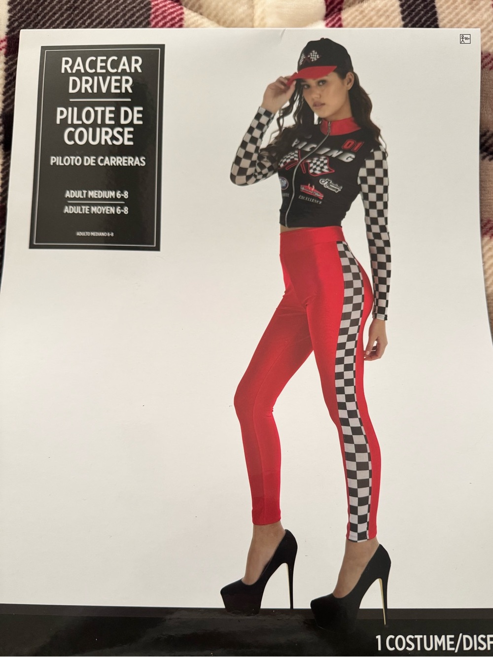 Women's Red Checkered Racing Leggings